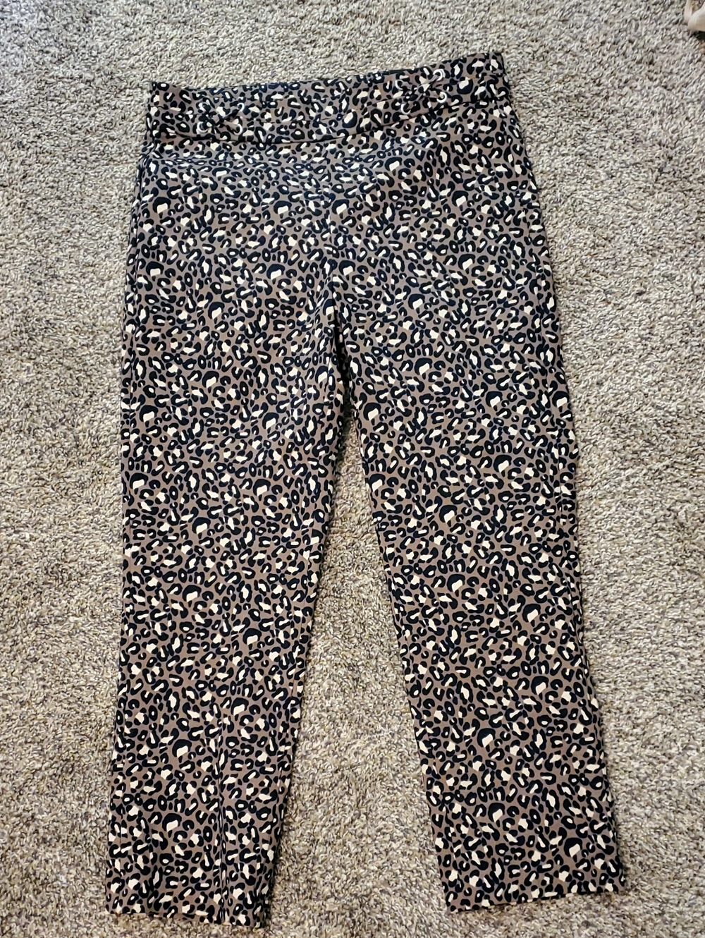 Leopard Print Stretch Leggings - Beige Black